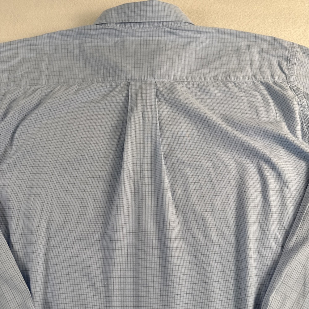Banana Republic Relaxed Long Sleeve Button Up Blue Checker Shirt Mens Size Large - Picture 7 of 7